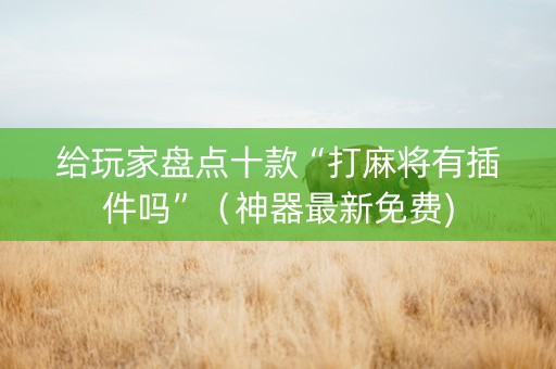 给玩家盘点十款“打麻将有插件吗”（神器最新免费)