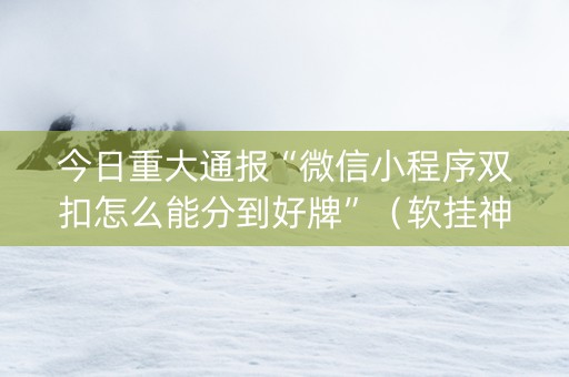 今日重大通报“微信小程序双扣怎么能分到好牌”（软挂神器)