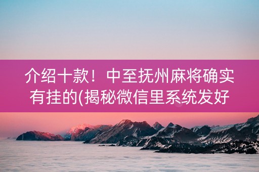 介绍十款！中至抚州麻将确实有挂的(揭秘微信里系统发好牌)