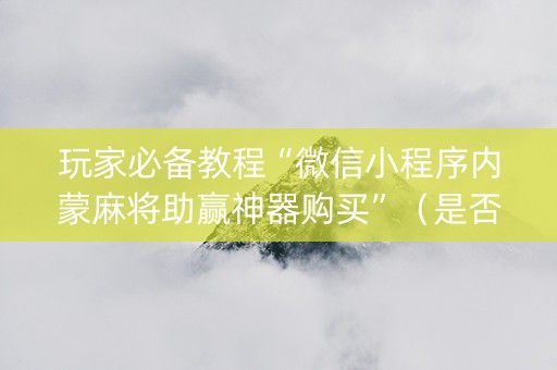 玩家必备教程“微信小程序内蒙麻将助赢神器购买”（是否能开挂)