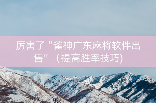厉害了“雀神广东麻将软件出售”（提高胜率技巧)