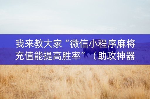 我来教大家“微信小程序麻将充值能提高胜率”（助攻神器)