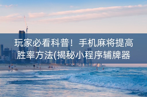 玩家必看科普！手机麻将提高胜率方法(揭秘小程序辅牌器)