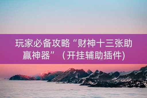 玩家必备攻略“财神十三张助赢神器”（开挂辅助插件)