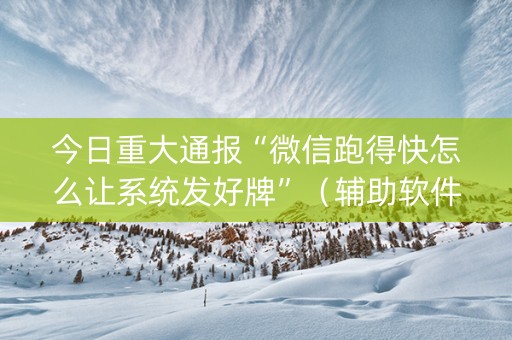 今日重大通报“微信跑得快怎么让系统发好牌”（辅助软件)