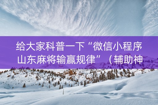 给大家科普一下“微信小程序山东麻将输赢规律”（辅助神器免费)