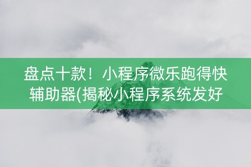 盘点十款！小程序微乐跑得快辅助器(揭秘小程序系统发好牌)