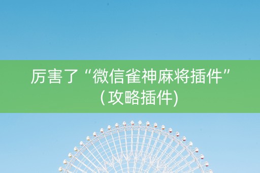 厉害了“微信雀神麻将插件”（攻略插件)