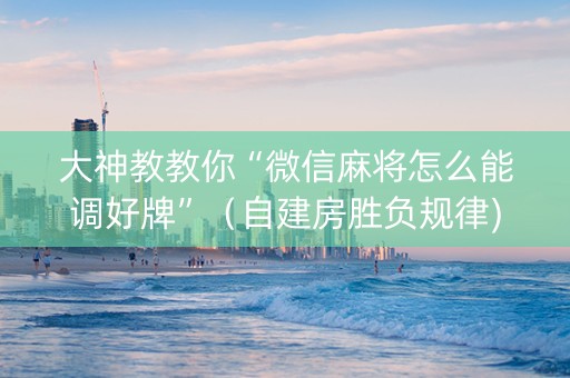 大神教教你“微信麻将怎么能调好牌”（自建房胜负规律)