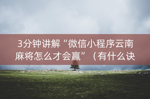 3分钟讲解“微信小程序云南麻将怎么才会赢”（有什么诀窍)