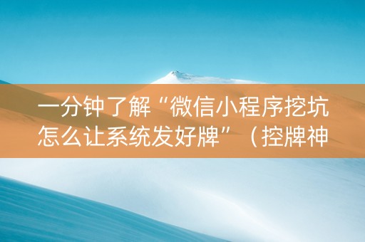 一分钟了解“微信小程序挖坑怎么让系统发好牌”（控牌神器)