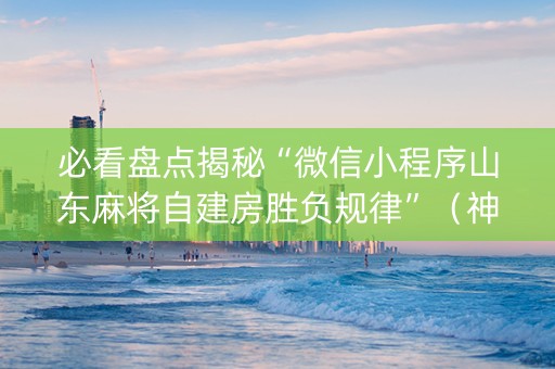 必看盘点揭秘“微信小程序山东麻将自建房胜负规律”（神器通用版)