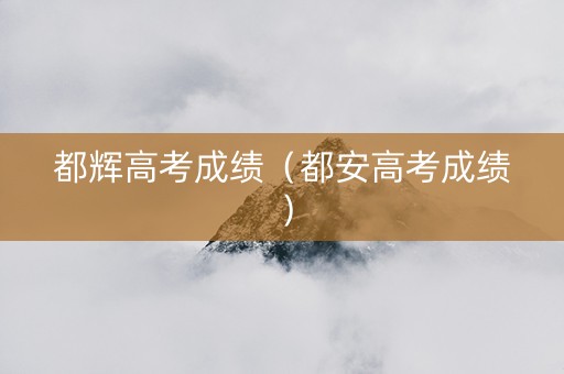 都辉高考成绩（都安高考成绩）