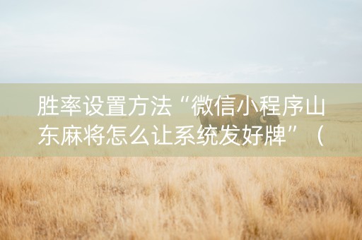 胜率设置方法“微信小程序山东麻将怎么让系统发好牌”（自建房胜负规律)