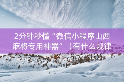 2分钟秒懂“微信小程序山西麻将专用神器”（有什么规律)