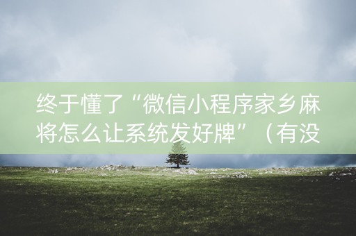 终于懂了“微信小程序家乡麻将怎么让系统发好牌”（有没有猫腻)