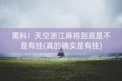 黑料！天空浙江麻将到底是不是有挂(真的确实是有挂)