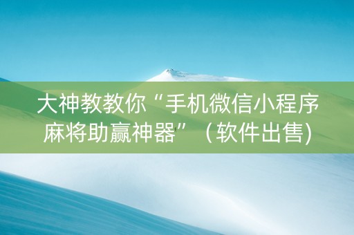 大神教教你“手机微信小程序麻将助赢神器”（软件出售)