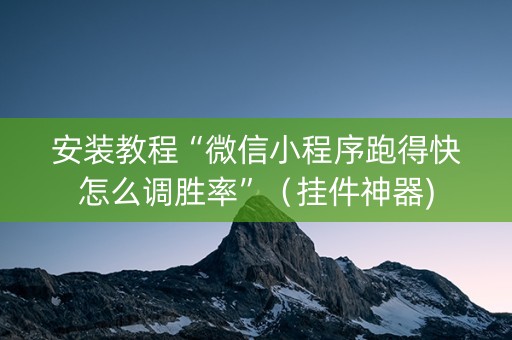 安装教程“微信小程序跑得快怎么调胜率”（挂件神器)