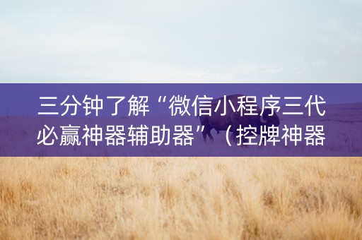 三分钟了解“微信小程序三代必赢神器辅助器”（控牌神器)