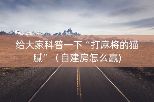 给大家科普一下“打麻将的猫腻”（自建房怎么赢)