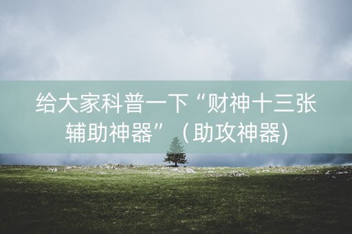 给大家科普一下“财神十三张辅助神器”（助攻神器)