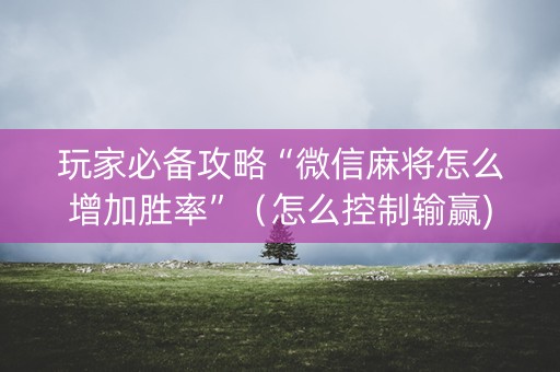玩家必备攻略“微信麻将怎么增加胜率”（怎么控制输赢)