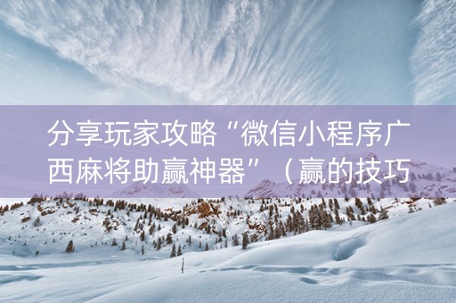 分享玩家攻略“微信小程序广西麻将助赢神器”（赢的技巧规律)