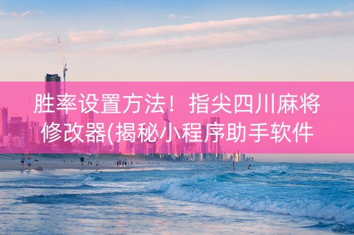 胜率设置方法！指尖四川麻将修改器(揭秘小程序助手软件)