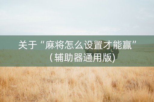 关于“麻将怎么设置才能赢”（辅助器通用版)