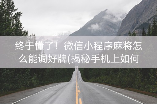终于懂了！微信小程序麻将怎么能调好牌(揭秘手机上如何让牌变好)