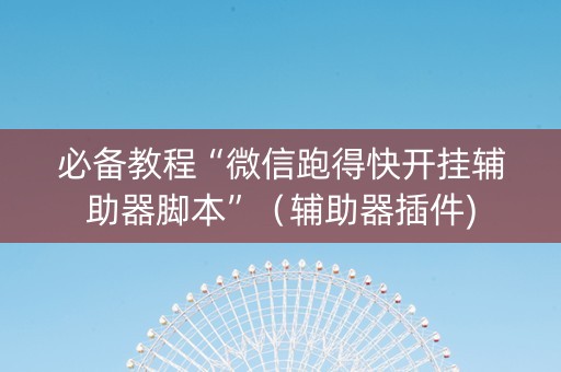 必备教程“微信跑得快开挂辅助器脚本”（辅助器插件)