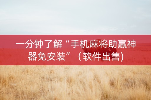 一分钟了解“手机麻将助赢神器免安装”（软件出售)
