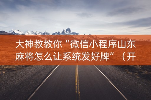 大神教教你“微信小程序山东麻将怎么让系统发好牌”（开挂辅助脚本)
