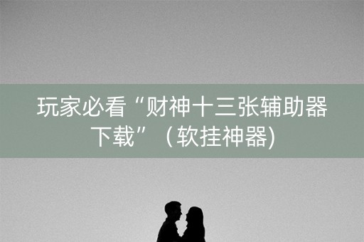 玩家必看“财神十三张辅助器下载”（软挂神器)