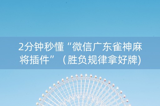 2分钟秒懂“微信广东雀神麻将插件”（胜负规律拿好牌)