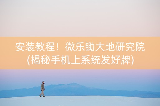 安装教程！微乐锄大地研究院(揭秘手机上系统发好牌)