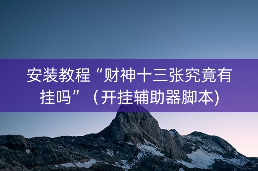 安装教程“财神十三张究竟有挂吗”（开挂辅助器脚本)