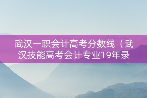 武汉一职会计高考分数线（武汉技能高考会计专业19年录取线）