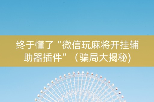 终于懂了“微信玩麻将开挂辅助器插件”（骗局大揭秘)
