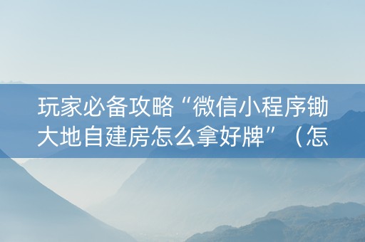 玩家必备攻略“微信小程序锄大地自建房怎么拿好牌”（怎么设置才能赢)