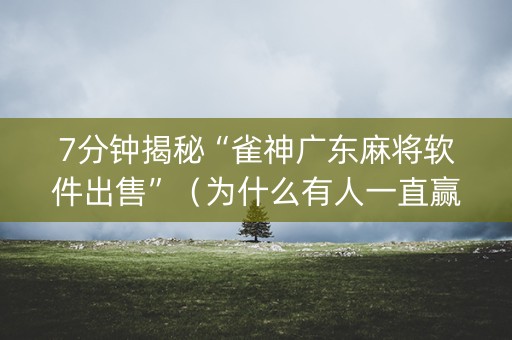 7分钟揭秘“雀神广东麻将软件出售”（为什么有人一直赢)