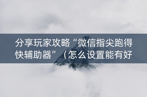 分享玩家攻略“微信指尖跑得快辅助器”（怎么设置能有好牌)