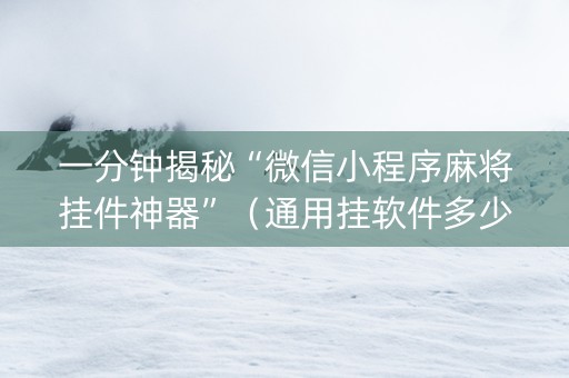 一分钟揭秘“微信小程序麻将挂件神器”（通用挂软件多少钱)