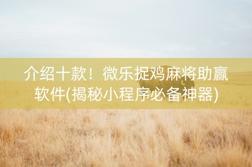 介绍十款！微乐捉鸡麻将助赢软件(揭秘小程序必备神器)