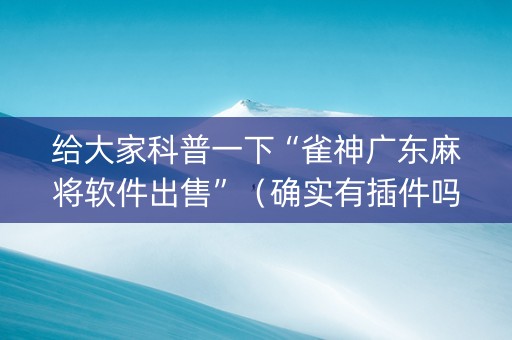 给大家科普一下“雀神广东麻将软件出售”（确实有插件吗)