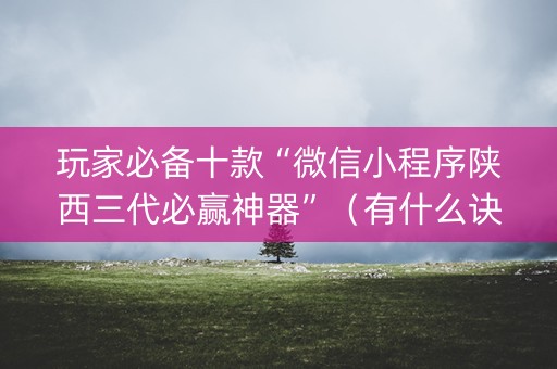 玩家必备十款“微信小程序陕西三代必赢神器”（有什么诀窍)
