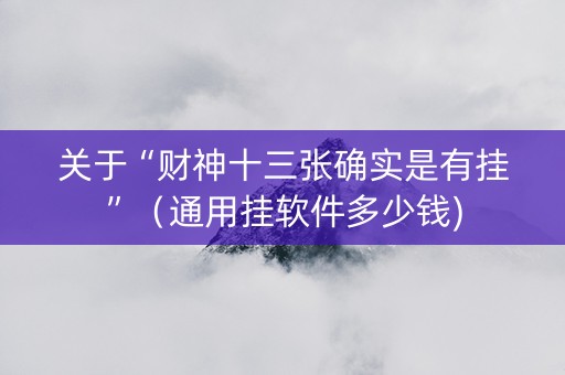 关于“财神十三张确实是有挂”（通用挂软件多少钱)