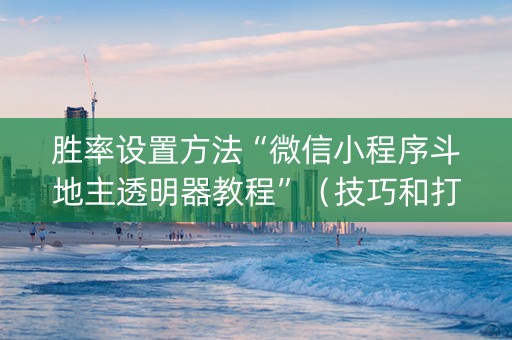 胜率设置方法“微信小程序斗地主透明器教程”（技巧和打好牌方法)