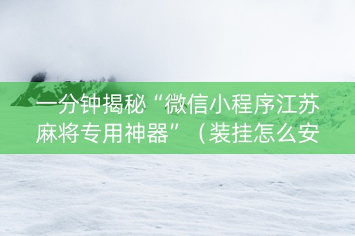 一分钟揭秘“微信小程序江苏麻将专用神器”（装挂怎么安装)